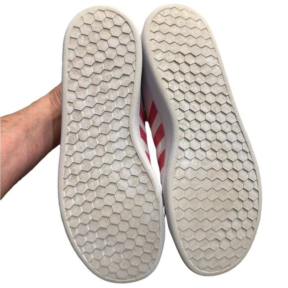 Adidas White Leather Superstar  Sneakers  Womens 5.5 Hot Pink Glitter Stripes - Picture 7 of 10